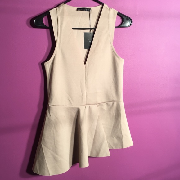 Zara Tops - Zara W&B - tan asymmetrical top size S V-neckline